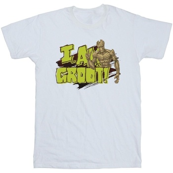 Vêtements Homme T-shirts manches longues Guardians Of The Galaxy I Am Groot Blanc