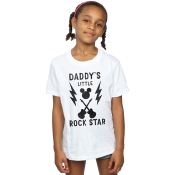 Vêtements Fille T-shirts manches longues Disney Mickey Mouse Daddy's Rock Star Blanc