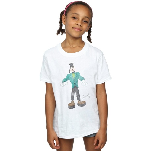 Vêtements Fille T-shirts manches longues Disney Frankenstein Goofy Blanc