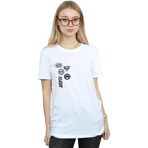 Vêtements Femme T-shirts manches longues Dc Comics Justice League Icons Cluster Blanc