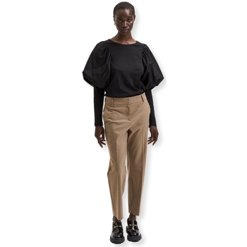 Selected W Noos Ria Trousers - Camel Marron