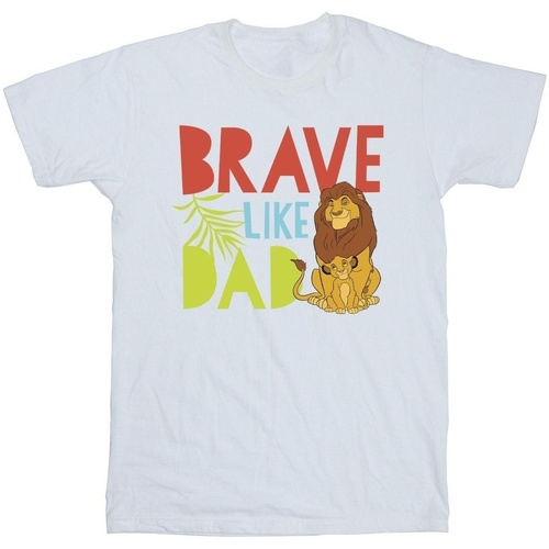 Vêtements Fille T-shirts manches longues Disney The Lion King Brave Like Dad Blanc