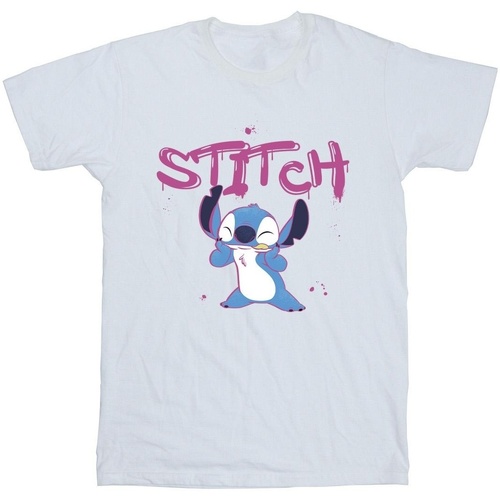 Vêtements Fille T-shirts manches longues Disney Lilo And Stitch Graffiti Blanc