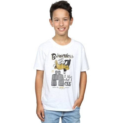 Vêtements Garçon T-shirts manches courtes Dessins Animés Daffy Duck Binoculars Blanc