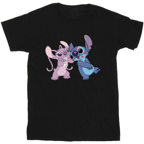 Vêtements Fille T-shirts manches longues Disney Lilo & Stitch Kisses Noir
