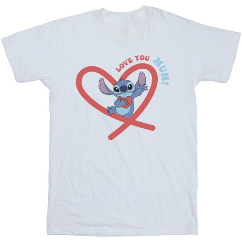 Vêtements Fille T-shirts manches longues Disney Lilo & Stitch Love You Mum Blanc
