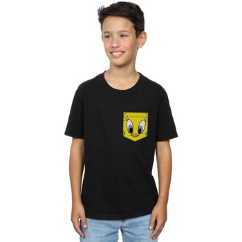 Vêtements Garçon T-shirts manches courtes Dessins Animés Tweety Pie Face Faux Pocket Noir
