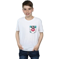 Vêtements Garçon T-shirts manches courtes Dessins Animés Sylvester Face Faux Pocket Blanc