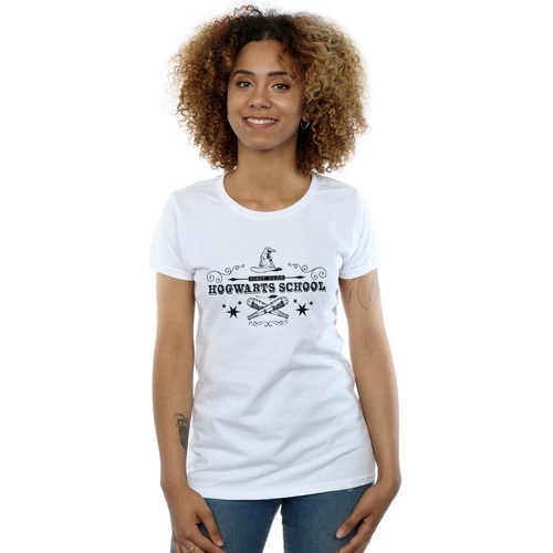 Vêtements Femme T-shirts manches longues Harry Potter Hogwarts First Year Blanc