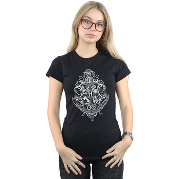Vêtements Femme T-shirts manches longues Harry Potter Hogwarts Draco Dormiens Crest Noir