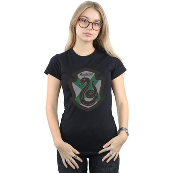 Vêtements Femme T-shirts manches longues Harry Potter Slytherin Crest Flat Noir
