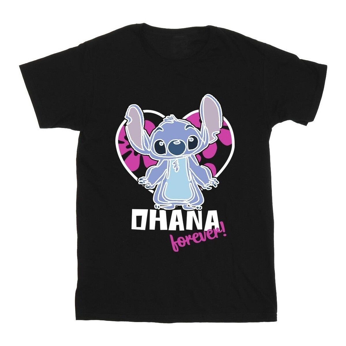 Vêtements Fille T-shirts manches longues Disney Lilo And Stitch Ohana Forever Heart Noir