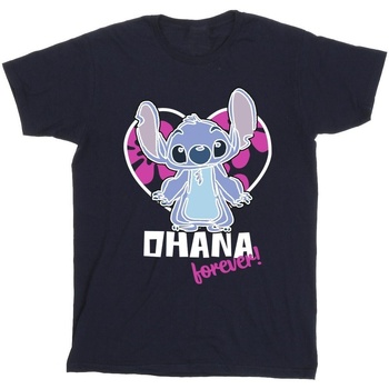Vêtements Fille T-shirts manches longues Disney Lilo And Stitch Ohana Forever Heart Bleu