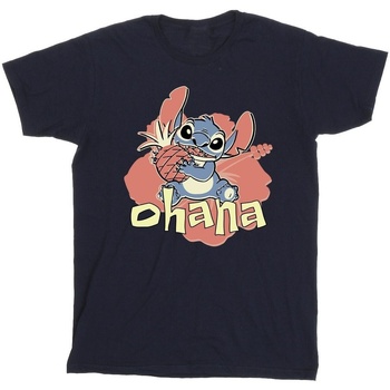 Vêtements Fille T-shirts manches longues Disney Lilo And Stitch Ohana Pineapple Bleu