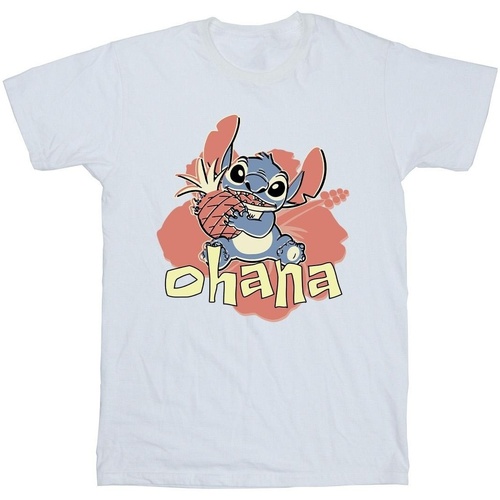 Vêtements Fille T-shirts manches longues Disney Lilo And Stitch Ohana Pineapple Blanc
