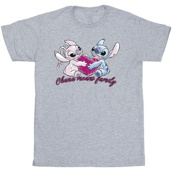 Vêtements Fille T-shirts manches longues Disney Lilo And Stitch Ohana Heart With Angel Gris