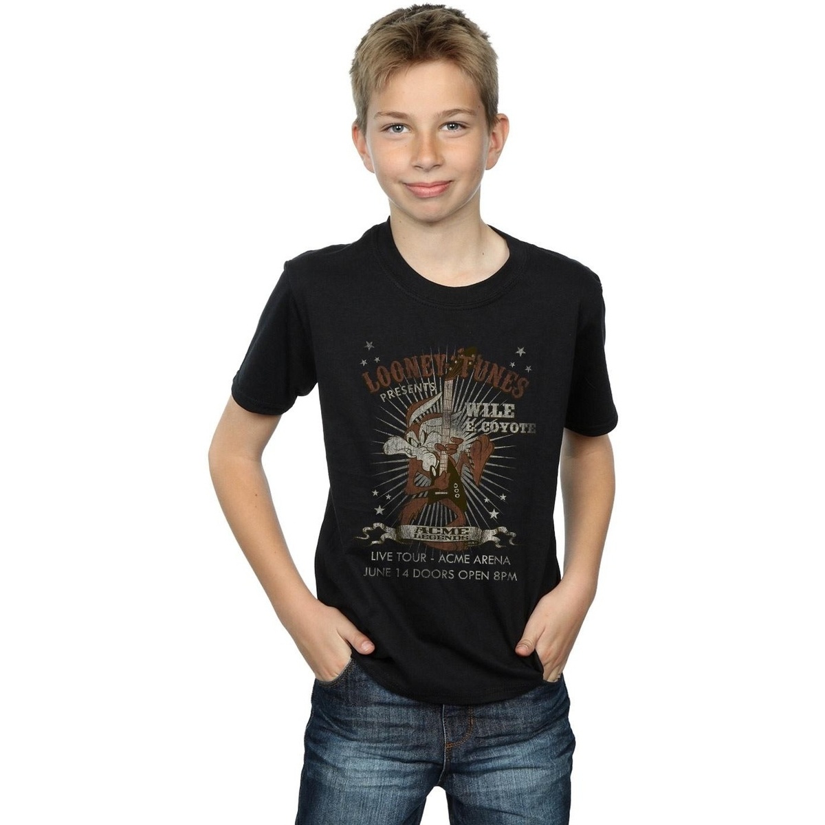 Vêtements Garçon T-shirts Sportswear manches courtes Dessins Animés Wile E Coyote Guitar Noir