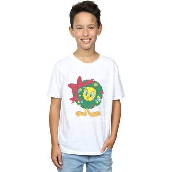 Vêtements Garçon T-shirts manches courtes Dessins Animés Tasmanian Devil Face Faux Blanc