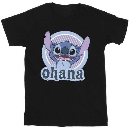 Vêtements Fille T-shirts manches longues Disney Lilo And Stitch Ohana Circle Noir
