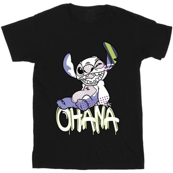 Vêtements Fille T-shirts manches longues Disney Lilo And Stitch Ohana Graffiti Noir