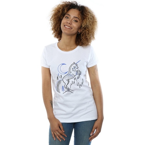 Vêtements Femme T-shirts manches longues Harry Potter Unicorn Line Art Blanc