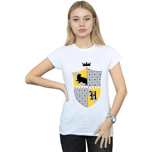Vêtements Femme T-shirts manches longues Harry Potter Hufflepuff Shield Blanc