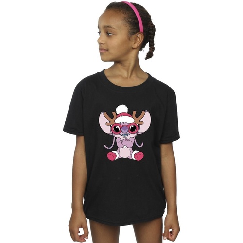 Vêtements Fille T-shirts manches longues Disney Lilo & Stitch Angel Reindeer Noir