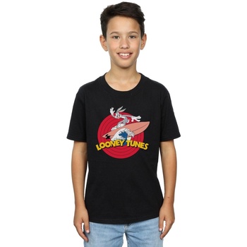 Vêtements Garçon T-shirts manches courtes Dessins Animés Bugs Bunny Surfing Noir