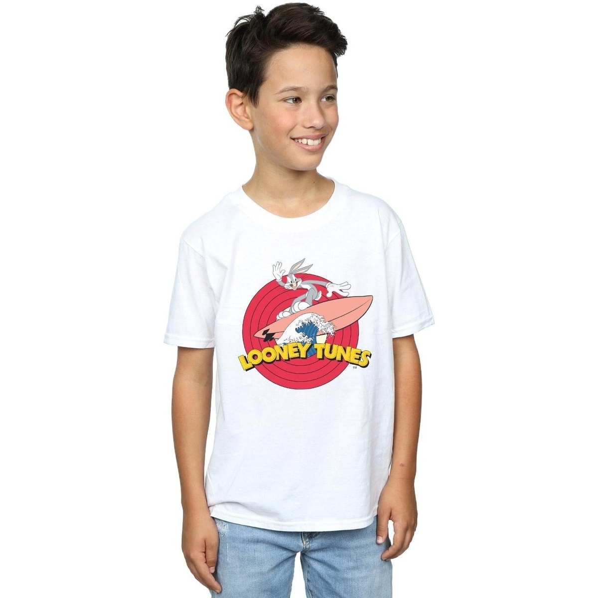 Vêtements Garçon T-shirts manches courtes Dessins Animés Bugs Bunny Surfing Blanc