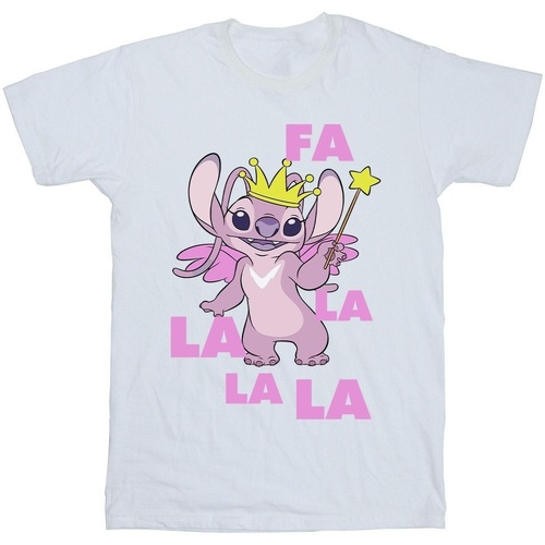 Vêtements Fille T-shirts manches longues Disney Lilo & Stitch Angel Fa La La Blanc