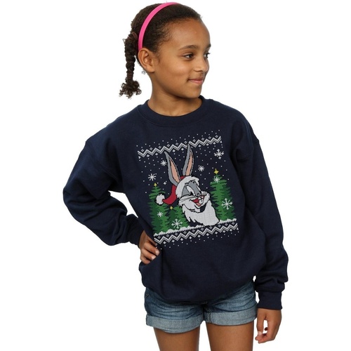 Vêtements Fille Sweats Dessins Animés Bugs Bunny Christmas Fair Isle Bleu
