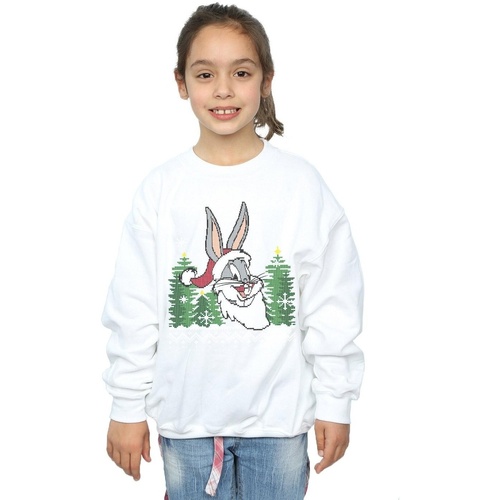Vêtements Fille Sweats Dessins Animés Bugs Bunny Christmas Fair Isle Blanc