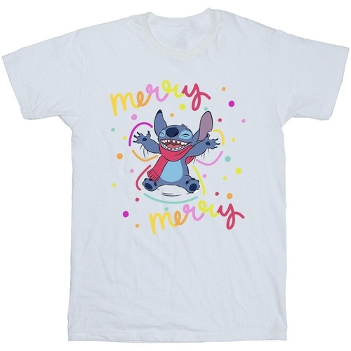 Vêtements Fille T-shirts manches longues Disney Lilo & Stitch Merry Rainbow Blanc
