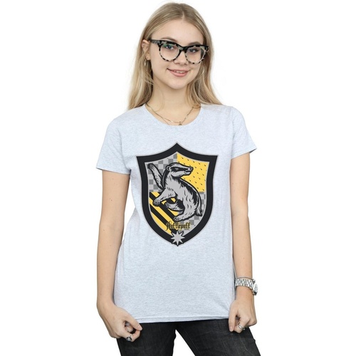 Vêtements Femme T-shirts manches longues Harry Potter Hufflepuff Crest Flat Gris