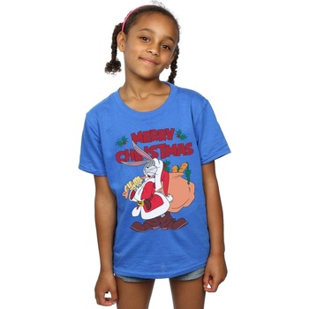 Vêtements Fille T-shirts manches longues Dessins Animés Santa Bugs Bunny Bleu