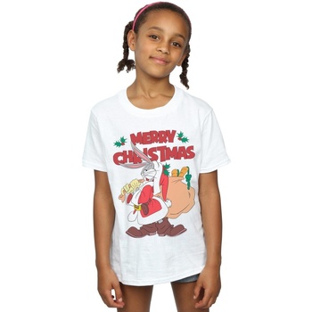 Vêtements Fille T-shirts manches longues Dessins Animés Santa Bugs Bunny Blanc