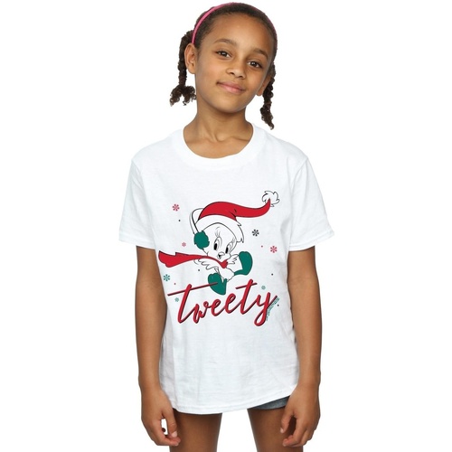 Vêtements Fille T-shirts manches longues Dessins Animés Tweety Pie Christmas Blanc