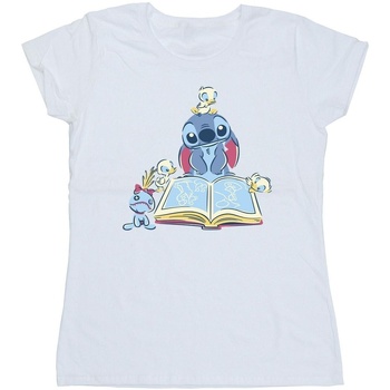 Vêtements Femme T-shirts manches longues Disney Lilo & Stitch Reading A Book Blanc