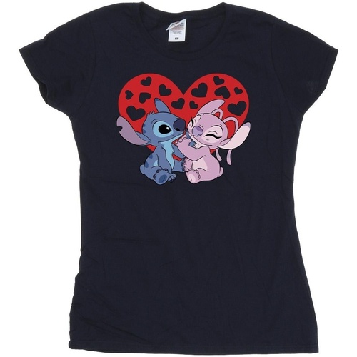 Vêtements Femme T-shirts manches longues Disney Lilo & Stitch Hearts Bleu
