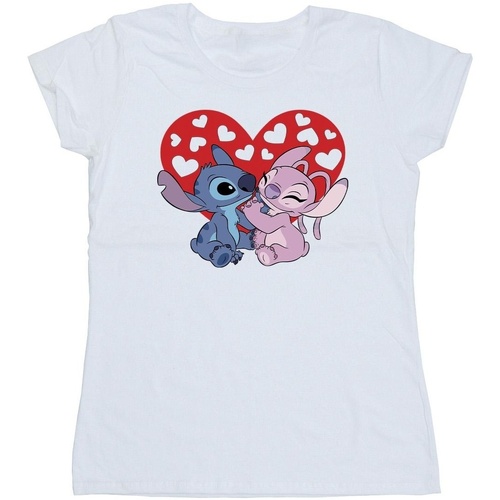 Vêtements Femme T-shirts manches longues Disney Lilo & Stitch Hearts Blanc