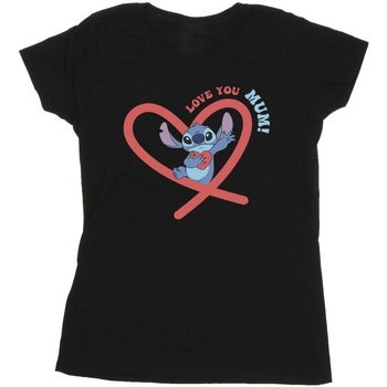 Vêtements Femme T-shirts manches longues Disney Lilo & Stitch Love You Mum Noir