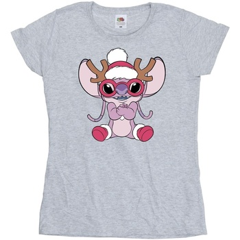 Vêtements Femme T-shirts manches longues Disney Lilo & Stitch Angel Reindeer Gris