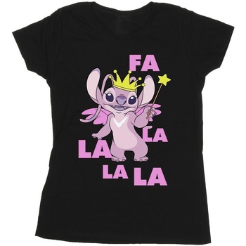 Vêtements Femme T-shirts manches longues Disney Lilo & Stitch Angel Fa La La Noir