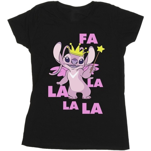 Vêtements Femme T-shirts manches longues Disney Lilo & Stitch Angel Fa La La Noir