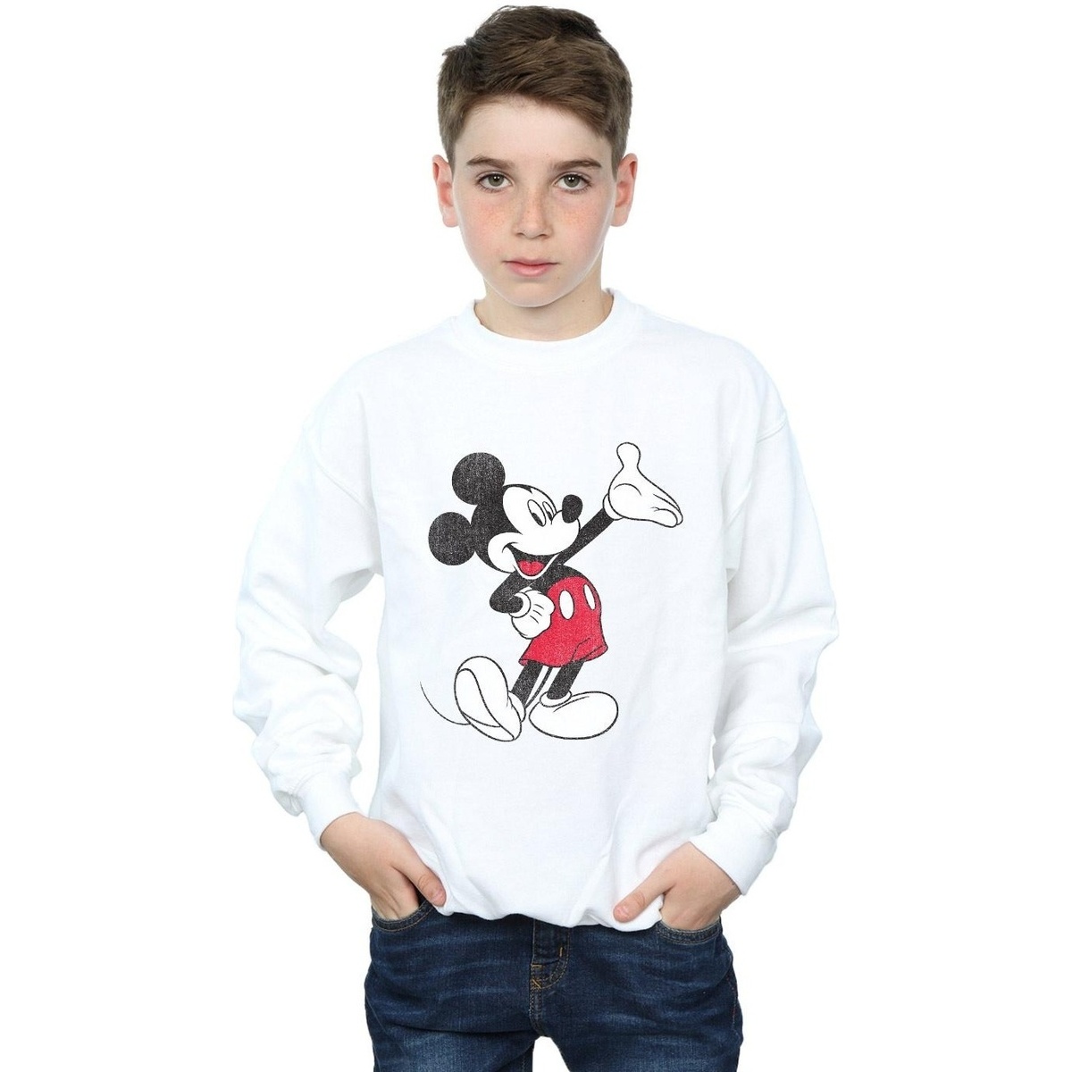 Vêtements Garçon Sweats Disney Mickey Mouse Traditional Wave Blanc