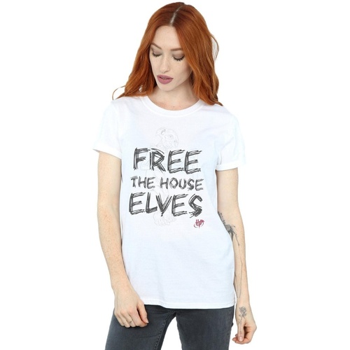 Vêtements Femme T-shirts manches longues Harry Potter Dobby Free The House Elves Blanc