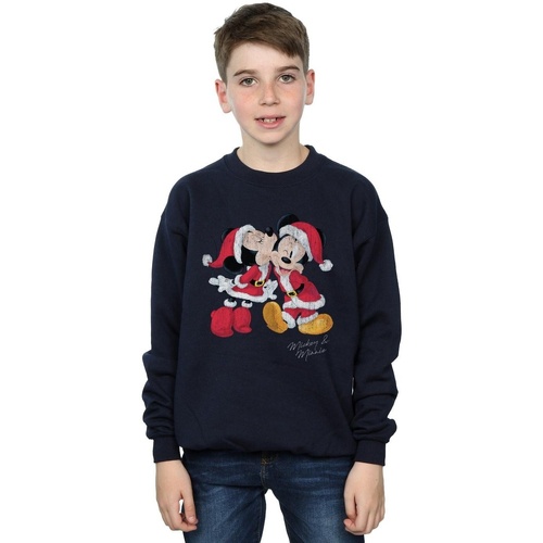 Vêtements Garçon Sweats Disney Mickey And Minnie Christmas Kiss Bleu