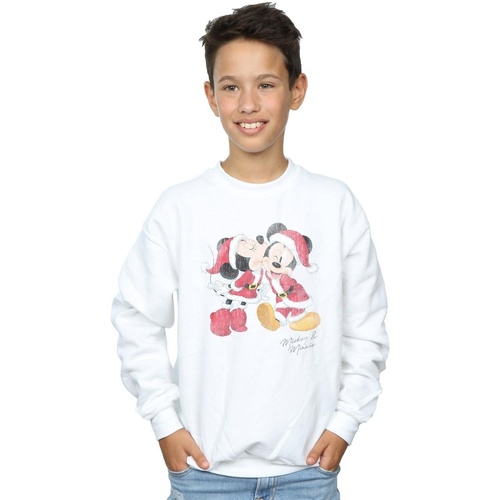 Vêtements Garçon Sweats Disney Mickey And Minnie Christmas Kiss Blanc