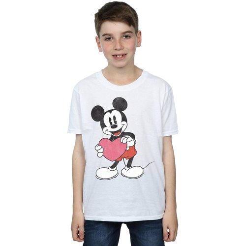 Vêtements Garçon T-shirts manches courtes Disney Mickey Mouse Valentine Heart Blanc