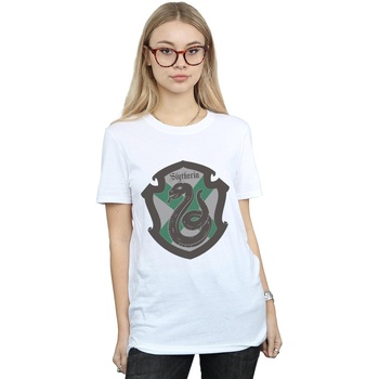 Vêtements Femme T-shirts manches longues Harry Potter Slytherin Crest Flat Blanc